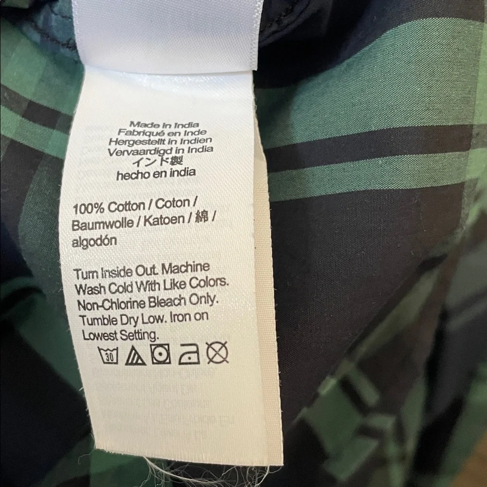 J. Crew Classic Plaid Blouse in Green and Navy - Picture 6 of 7